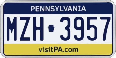 PA license plate MZH3957