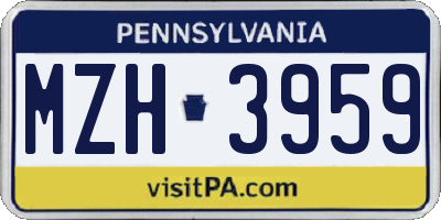 PA license plate MZH3959