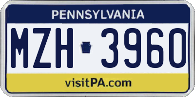 PA license plate MZH3960
