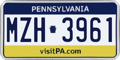 PA license plate MZH3961