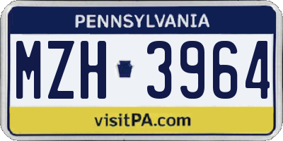 PA license plate MZH3964