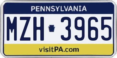 PA license plate MZH3965