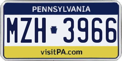 PA license plate MZH3966