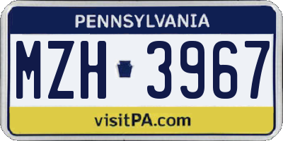 PA license plate MZH3967