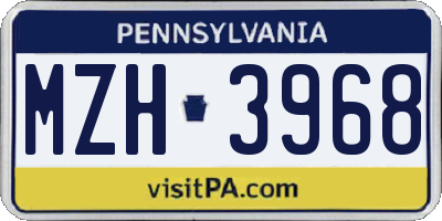 PA license plate MZH3968