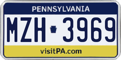 PA license plate MZH3969
