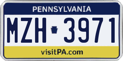 PA license plate MZH3971