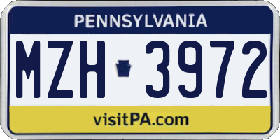 PA license plate MZH3972