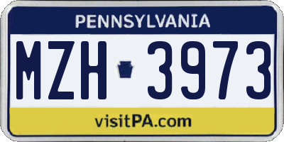 PA license plate MZH3973