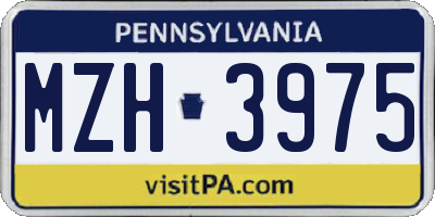 PA license plate MZH3975