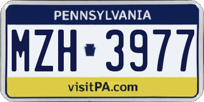 PA license plate MZH3977
