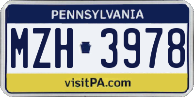 PA license plate MZH3978