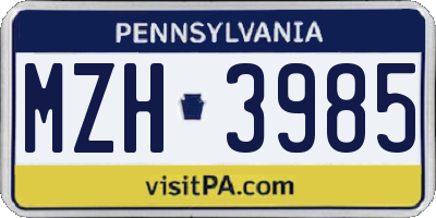 PA license plate MZH3985