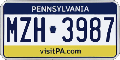 PA license plate MZH3987