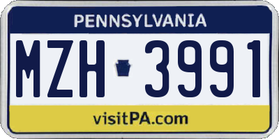 PA license plate MZH3991