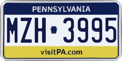 PA license plate MZH3995