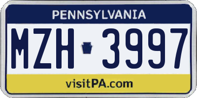 PA license plate MZH3997