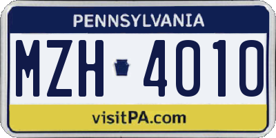 PA license plate MZH4010