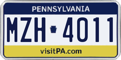PA license plate MZH4011