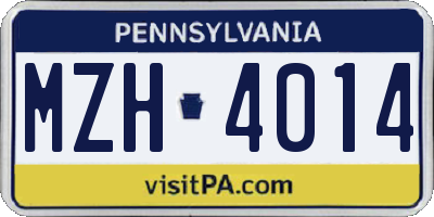 PA license plate MZH4014