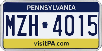 PA license plate MZH4015