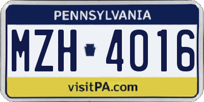 PA license plate MZH4016