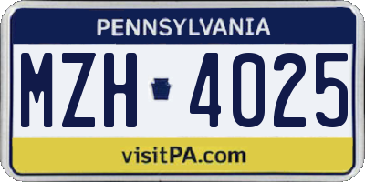 PA license plate MZH4025