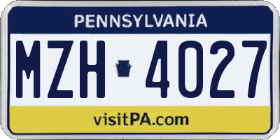 PA license plate MZH4027