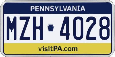 PA license plate MZH4028