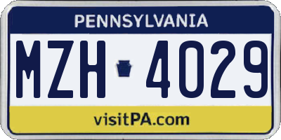 PA license plate MZH4029