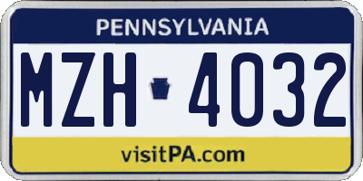 PA license plate MZH4032