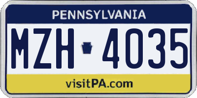 PA license plate MZH4035