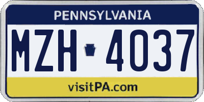 PA license plate MZH4037