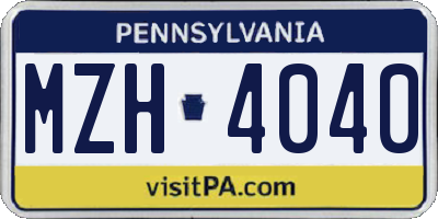 PA license plate MZH4040