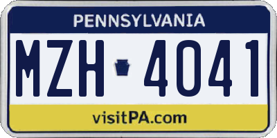 PA license plate MZH4041