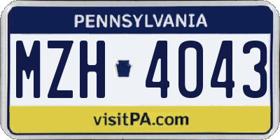 PA license plate MZH4043