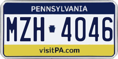 PA license plate MZH4046