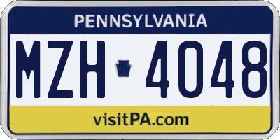 PA license plate MZH4048