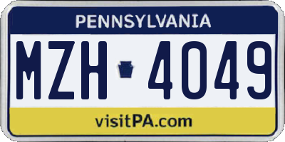 PA license plate MZH4049