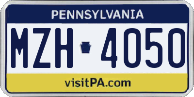 PA license plate MZH4050