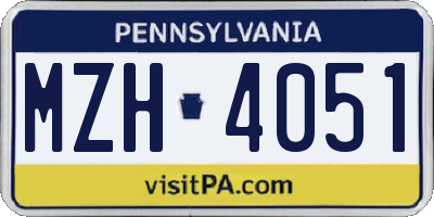 PA license plate MZH4051