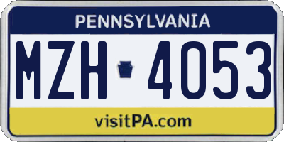 PA license plate MZH4053