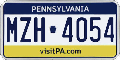 PA license plate MZH4054