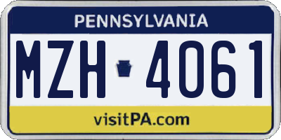 PA license plate MZH4061