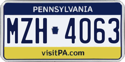 PA license plate MZH4063