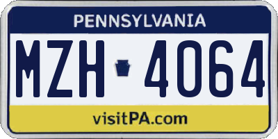 PA license plate MZH4064
