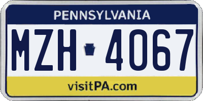 PA license plate MZH4067