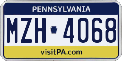PA license plate MZH4068
