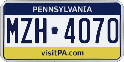 PA license plate MZH4070