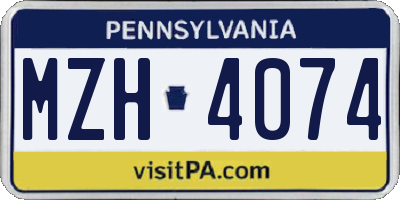 PA license plate MZH4074